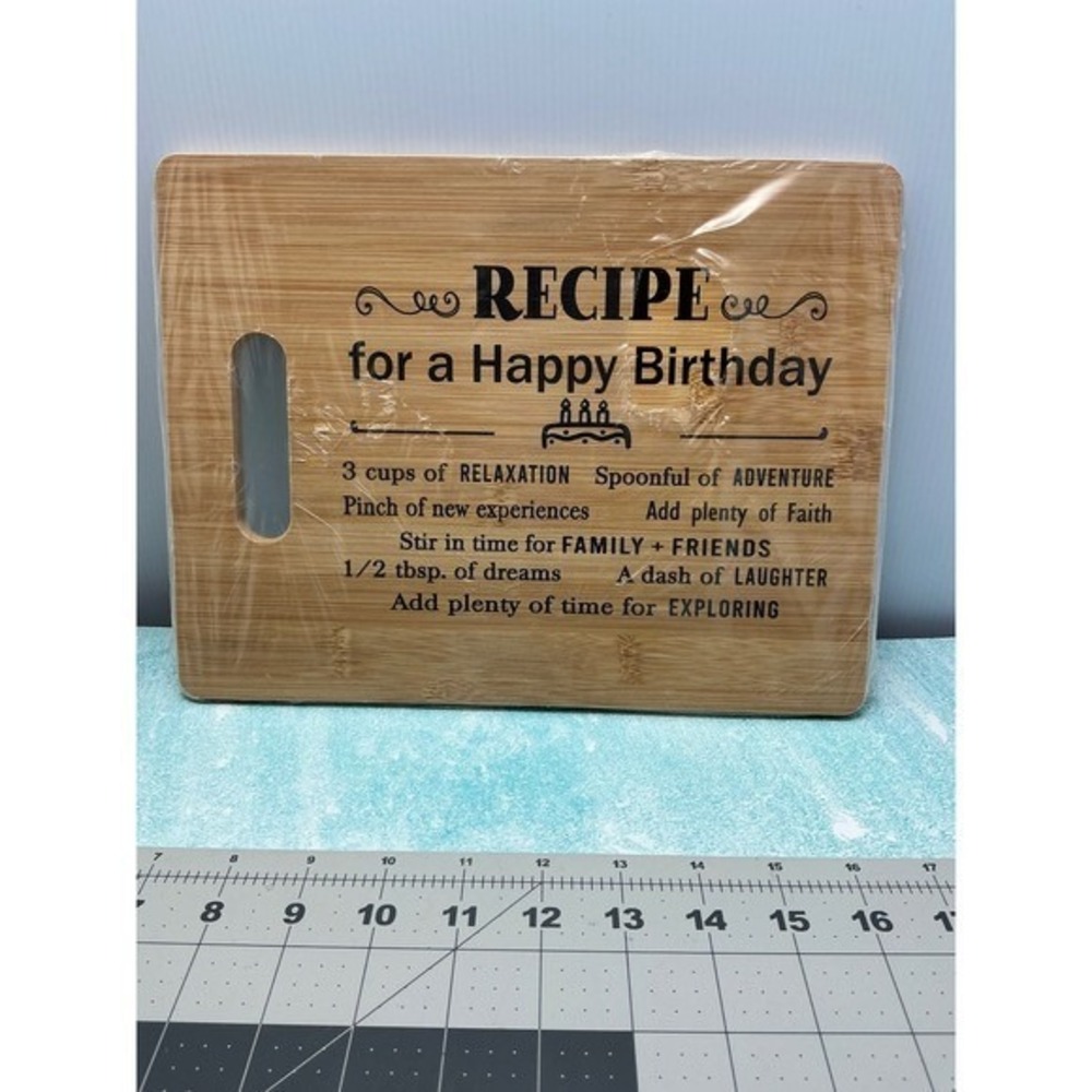 Birthday Recipe Bamboo Cutting Board Fun‎ Decor Kitchen New Sealed Gift Idea